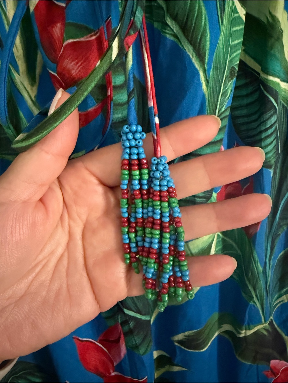 FARM Rio Dream Garden Blue Maxi Dress with Red Floral & Green Leaf Print - Picture 2 of 4